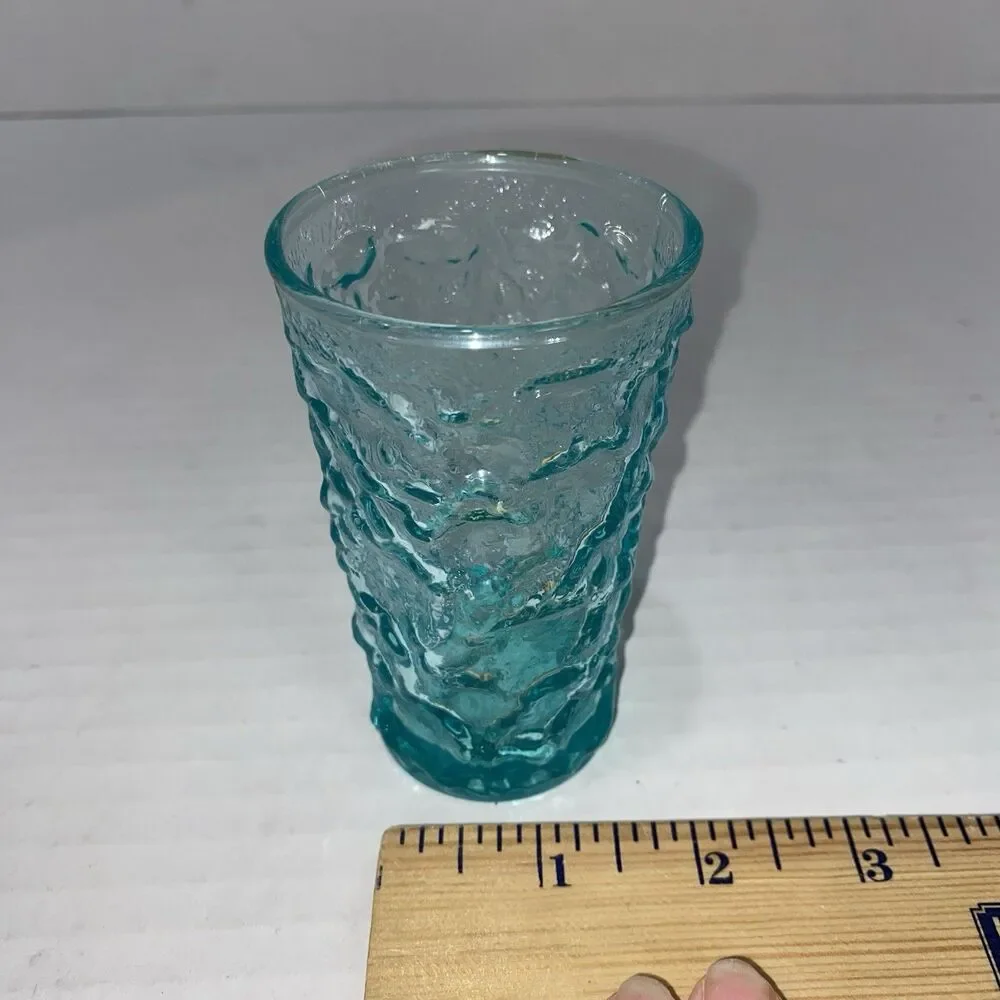 Vintage 5 oz Anchor Hocking Lido Milano Aqua Blue Teal Juice Glass Single